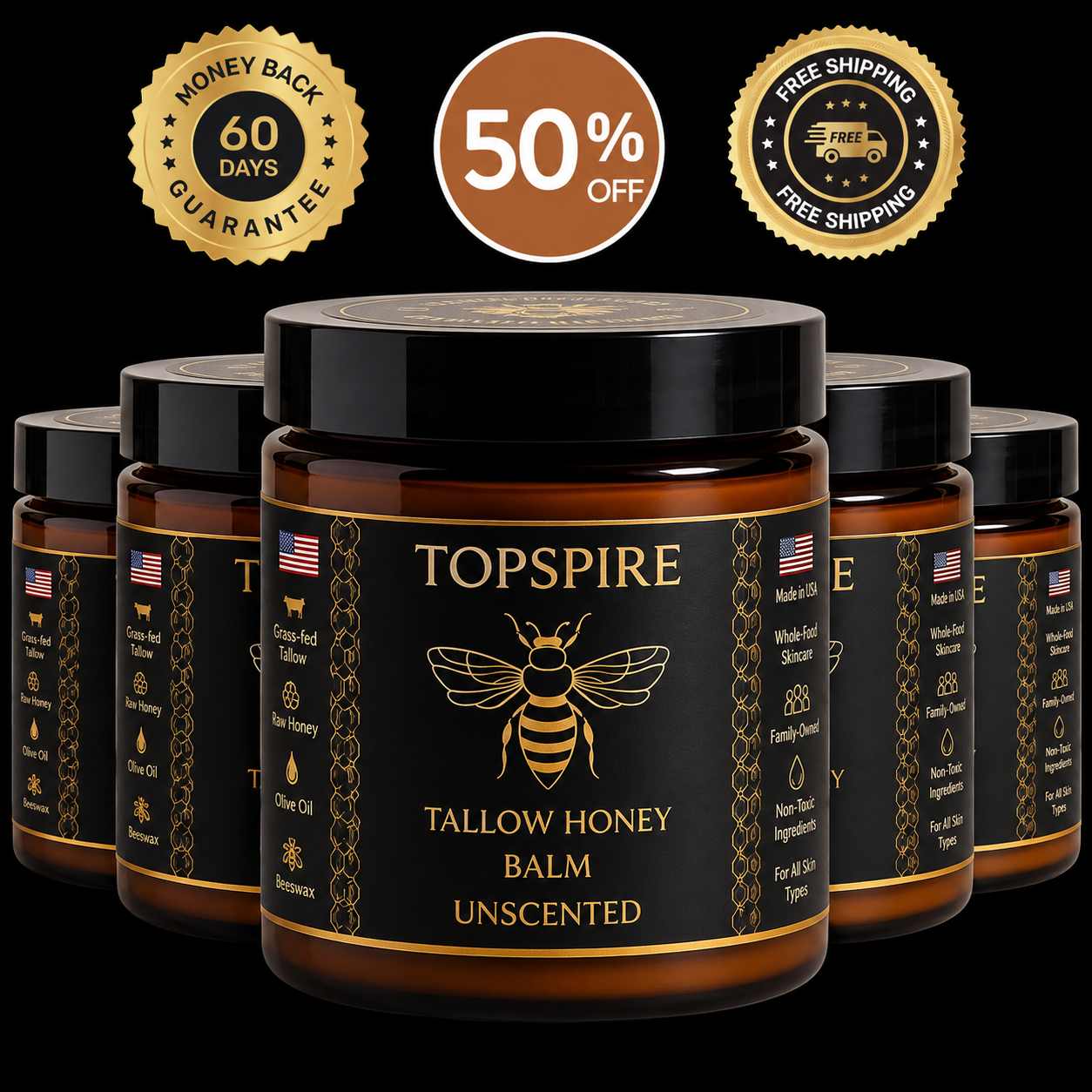 TopSpire Organic Tallow Honey Balm to Help Erase Fine Lines, Wrinkles, and Age Spots