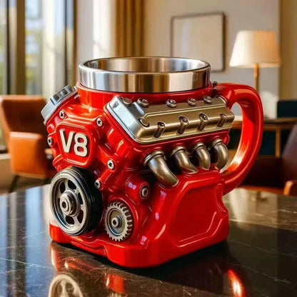 Handcrafted 3D Coffee Cup-V6/V8 3D Engine Stainless Steel Mug