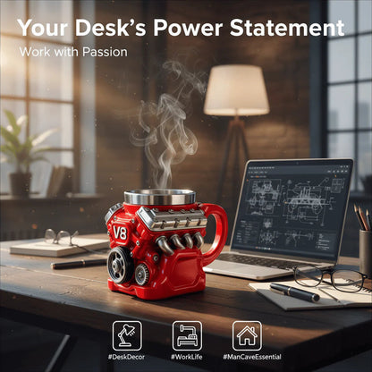 Handcrafted 3D Coffee Cup-V6/V8 3D Engine Stainless Steel Mug