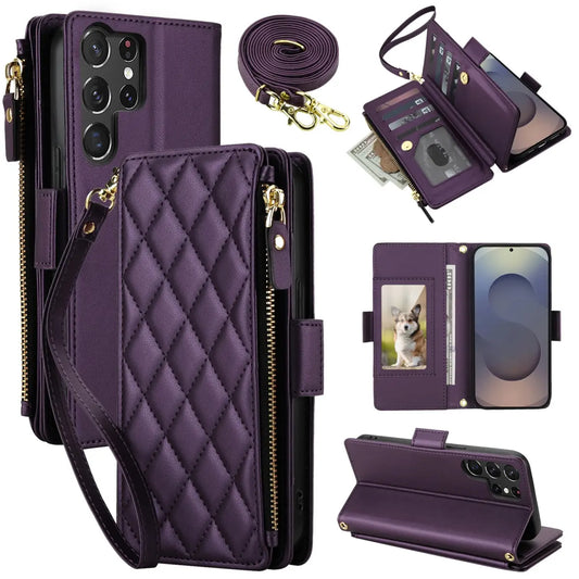 Samsung Wallet Case with 9 Card Slots, Zipper Pocket & Kickstand