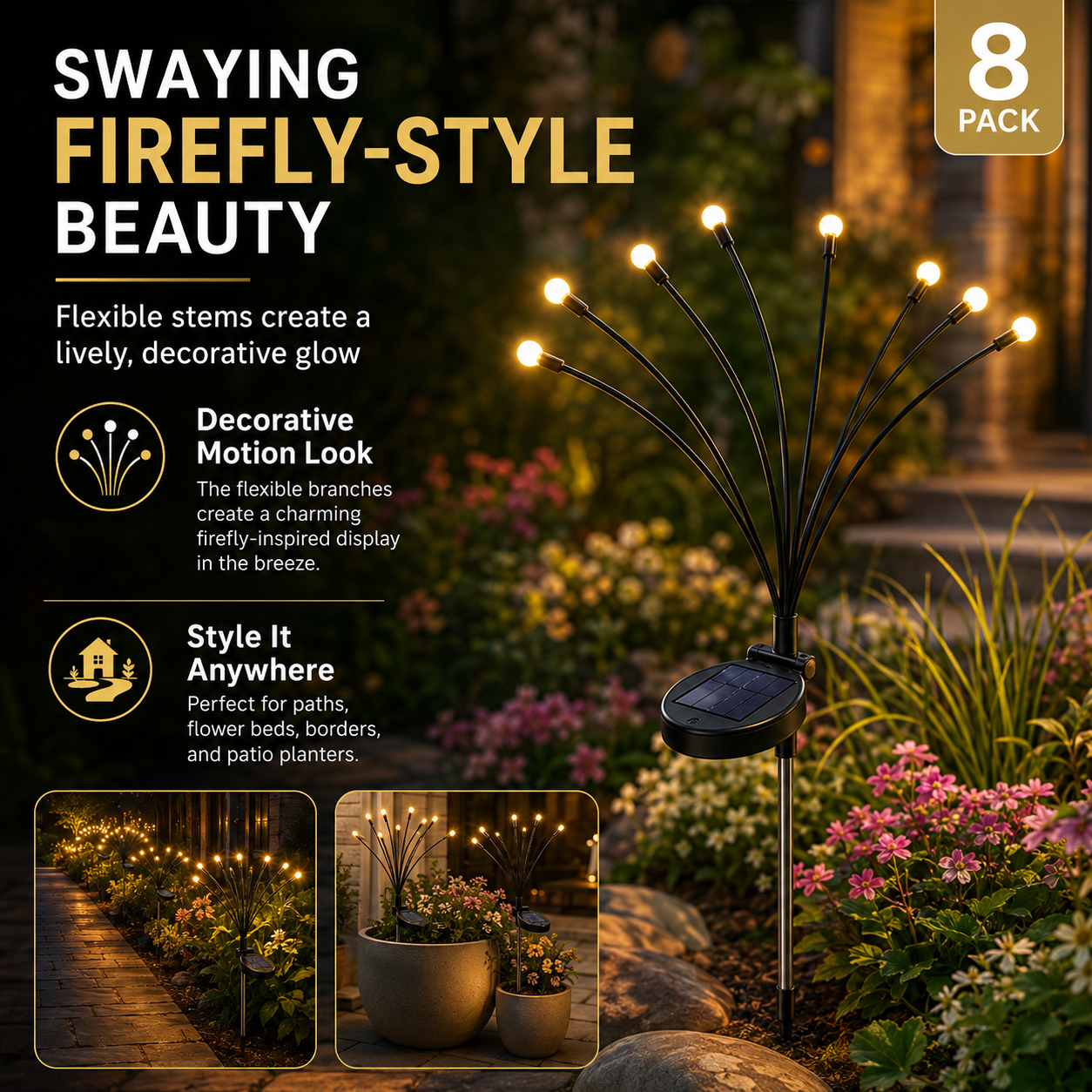 🌙Outdoor Solar Firefly Lights -Magical Garden Decor Day &Night