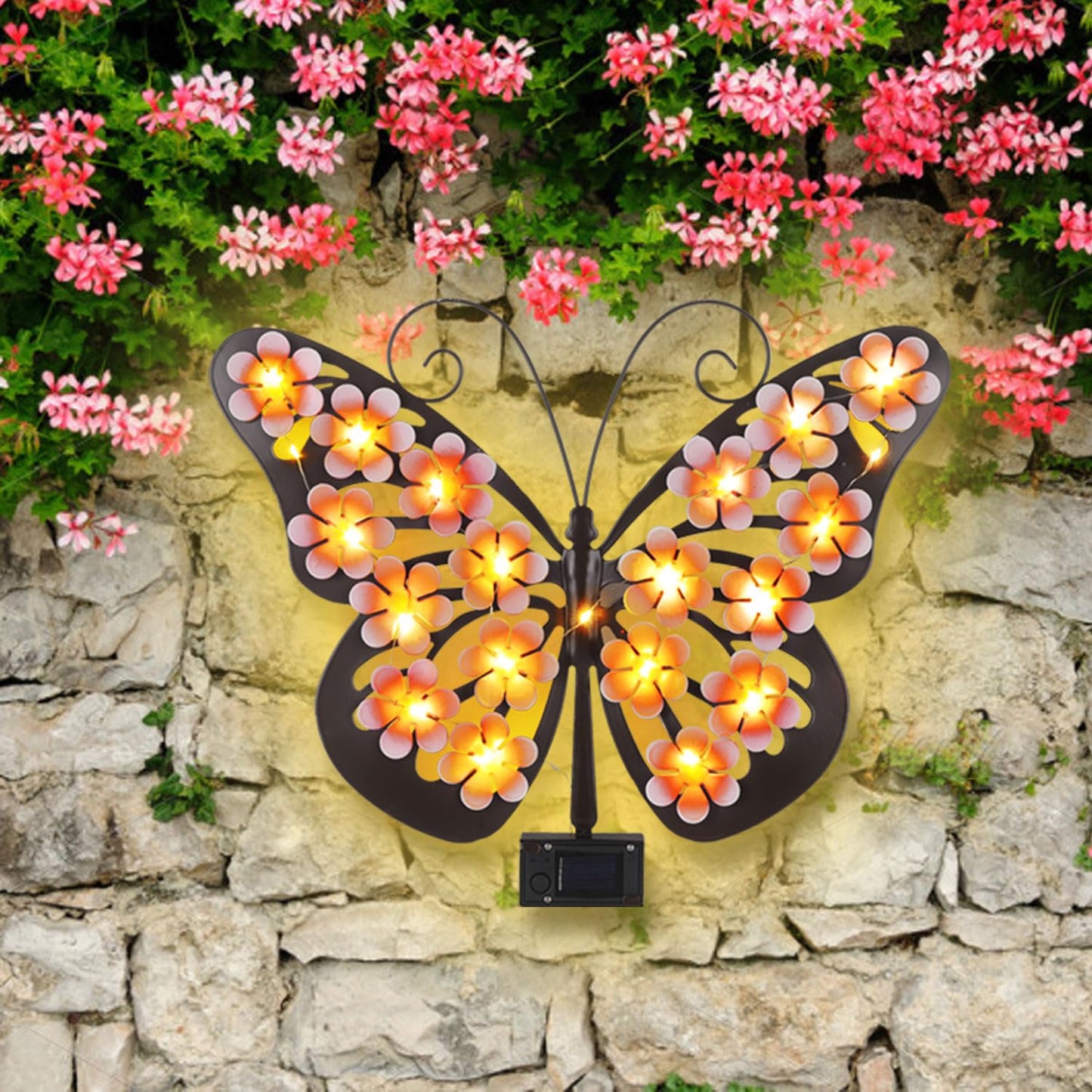 Metal Outdoor Wall Decor With Solar Lights