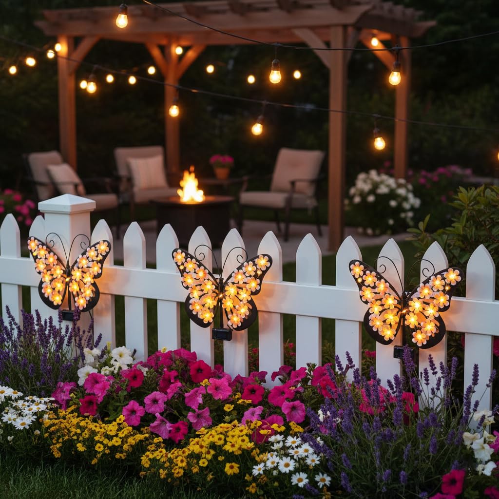 Metal Outdoor Wall Decor With Solar Lights