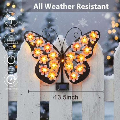 Metal Outdoor Wall Decor With Solar Lights
