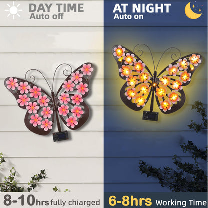 Metal Outdoor Wall Decor With Solar Lights