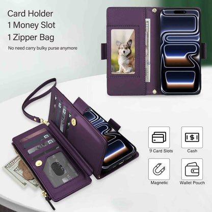 Samsung Wallet Case with 9 Card Slots, Zipper Pocket & Kickstand
