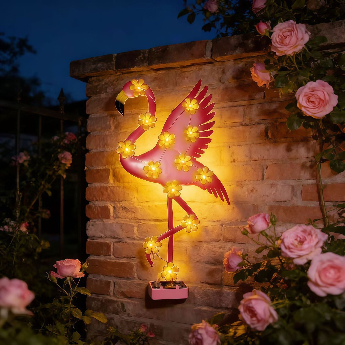 Metal Outdoor Wall Decor With Solar Lights