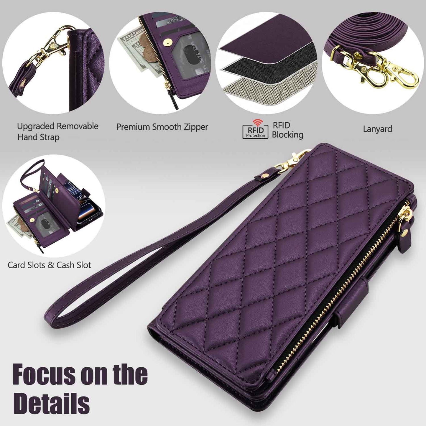 Samsung Wallet Case with 9 Card Slots, Zipper Pocket & Kickstand