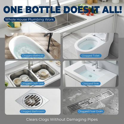 Strong Drain Effervescent Tablet for Kitchen & Bathroom Pipes, Dissolves 200 Clogs, Kills 99% Bacteria, Removes Odors, Unscented, 1 Box