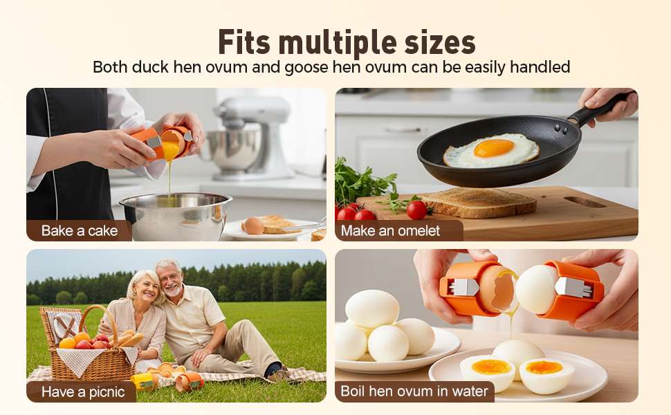 2026 New Multifunction Egg Shell Opener – Easy Crack & Peel, Stainless Steel (Orange)