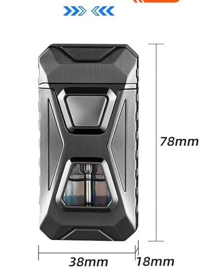🎁Gift Voice-Activated Dual Flame Lighter (Butane Not Included)  | USB Rechargeable Windproof Refillable with Visible Window