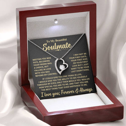 To My Beautiful Soulmate Gift, "Meeting You Was Fate" Heart Necklace