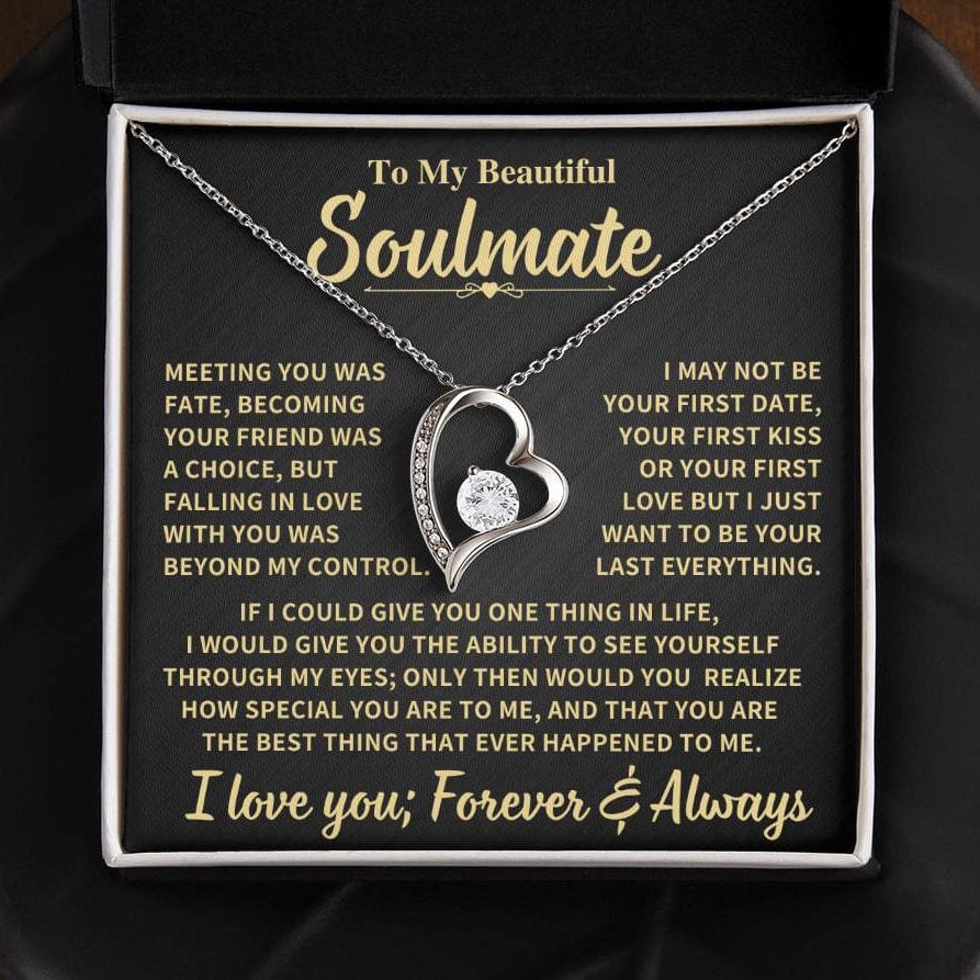 To My Beautiful Soulmate Gift, "Meeting You Was Fate" Heart Necklace
